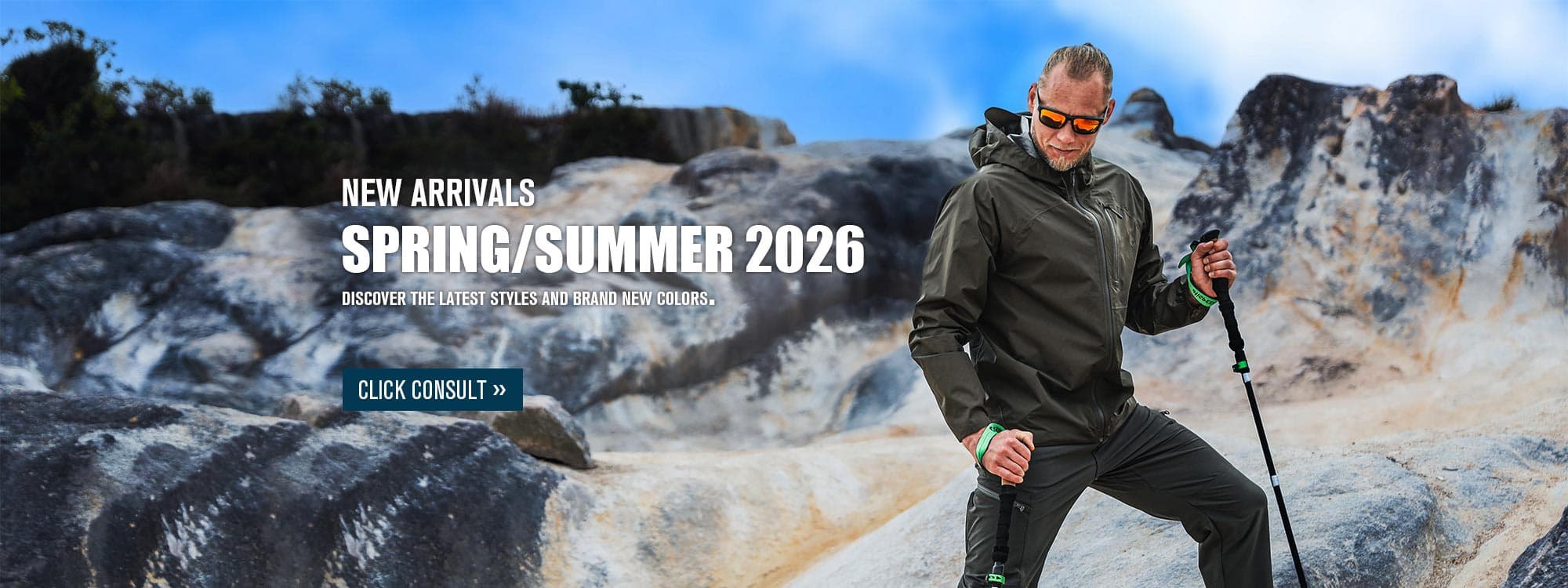 Outdoor tactical apparel in rocky terrain