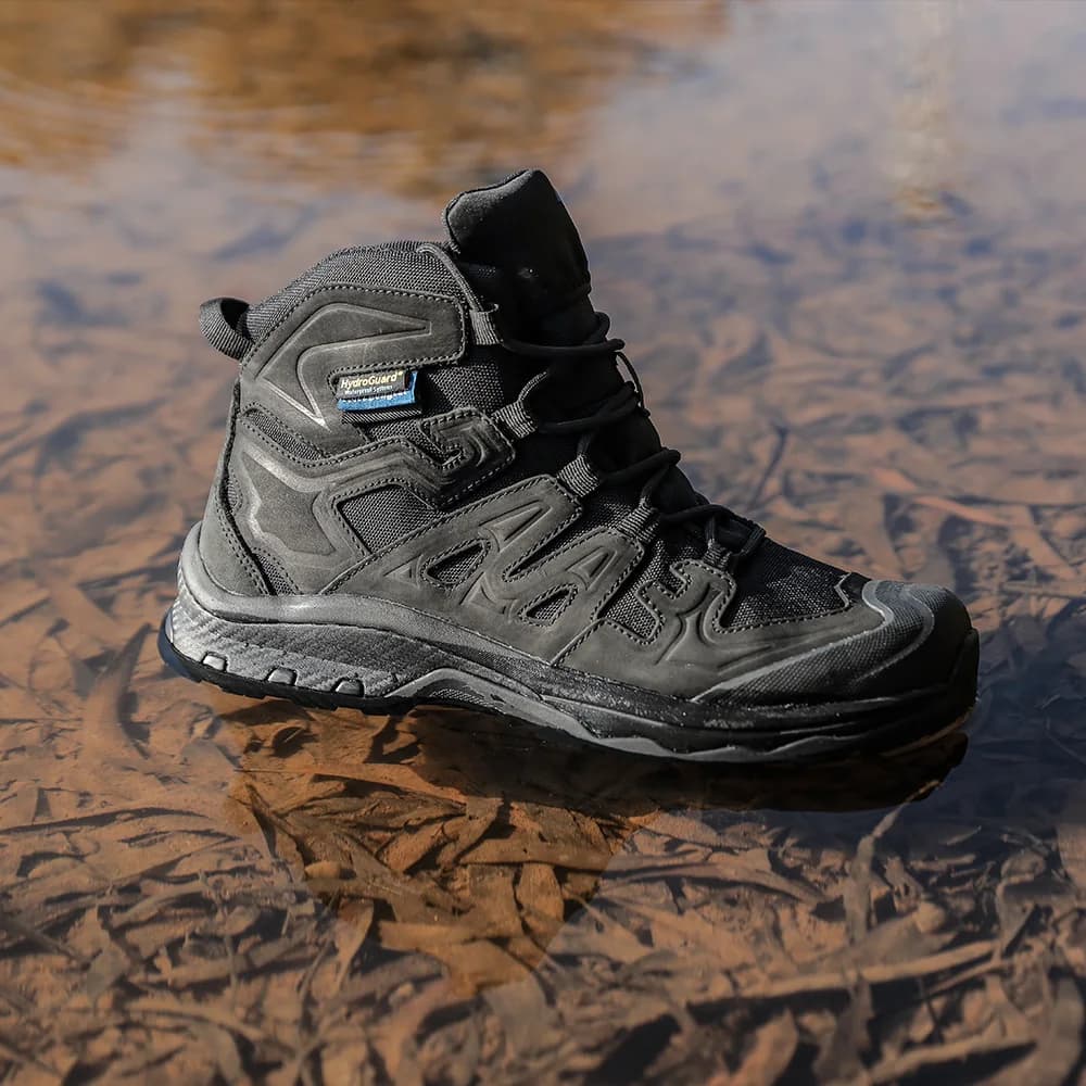 Black Walker tactical boots in an outdoor scene